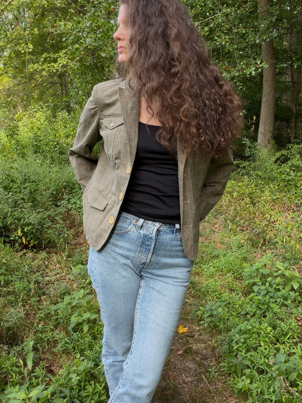 Women's Olive Green Plaid Jacket